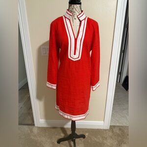 Karen Kane Red Tunic Dress with White Trim